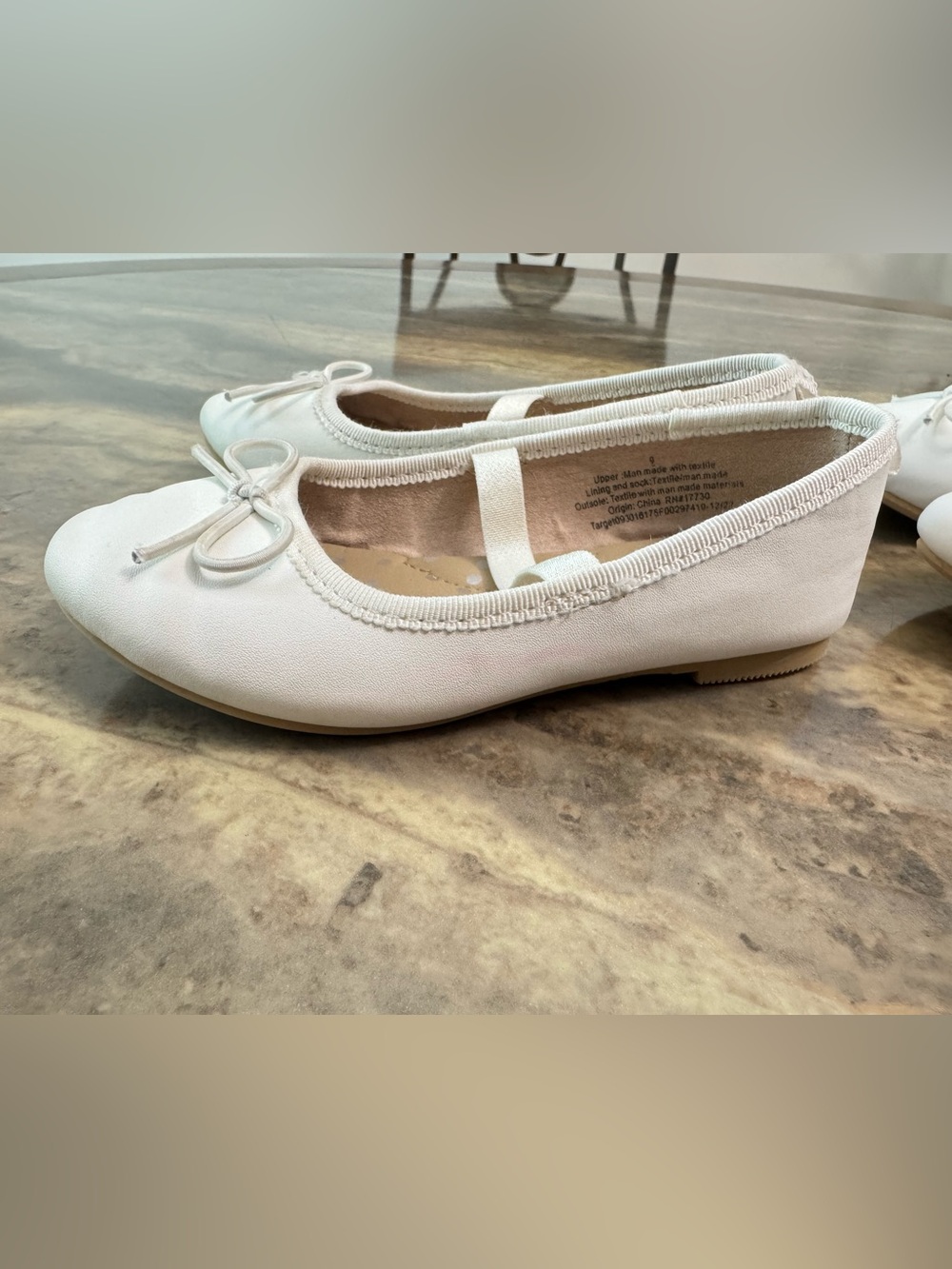 2 Pairs Cat & Jack White Ballet Flats Girls Size 9 – Excellent Used Condition - Picture 5 of 7